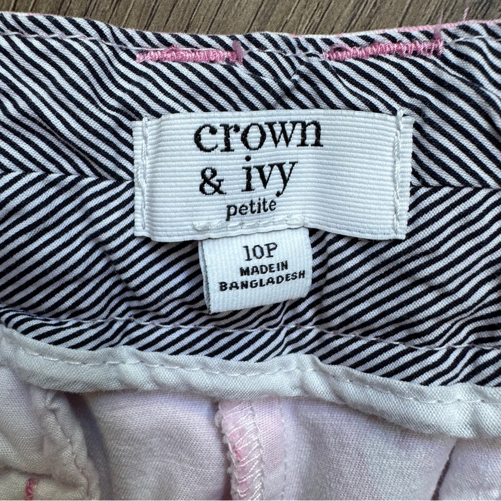 Crown & Ivy Pink Lobster Print Pants - Size 10 Petite - Picture 8 of 10